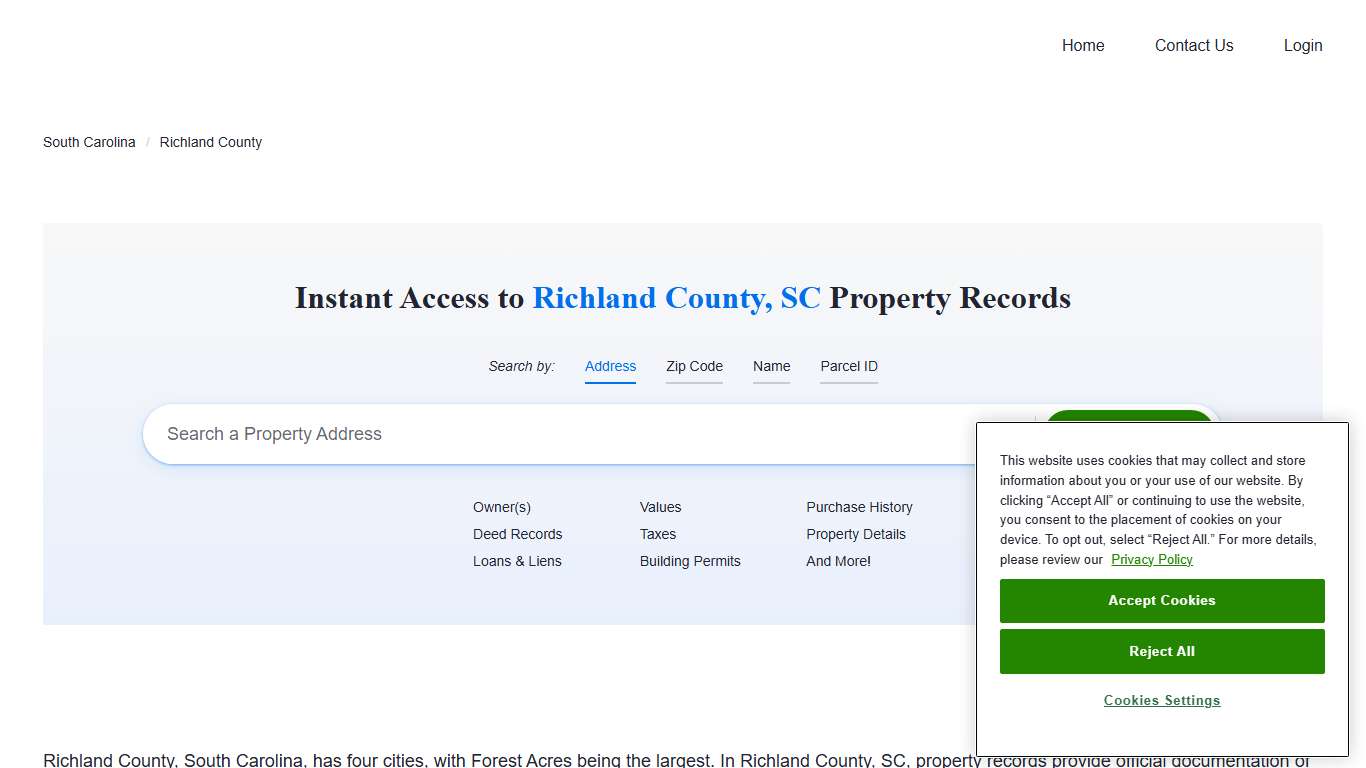 Richland County, SC Property Records Owners, Deeds, Permits